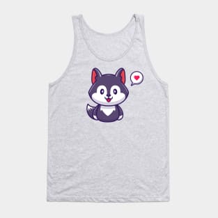 Cute Wolf With Love Bubbles Tank Top